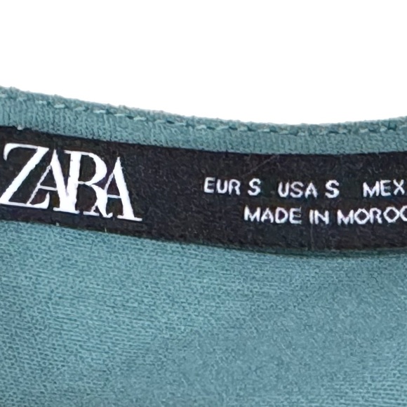 ZARA Dress Green Slit Midi Pleated Sleeveless Beachy Boho Party Sz S 4/6 No Belt - Picture 8 of 10